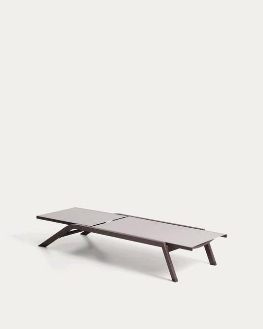Bain de soleil empilable Capraia en aluminium marron et textilène marron clair