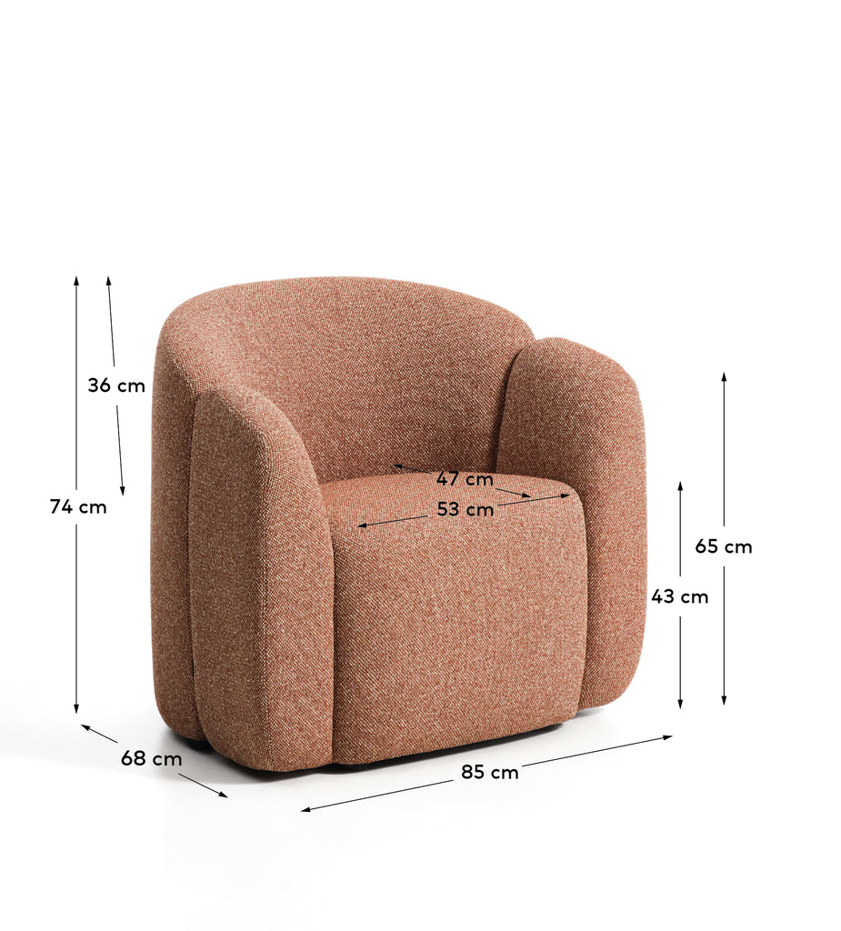 Fauteuil Corvena en chenille terracotta FSC Mix Credit 85 cm
