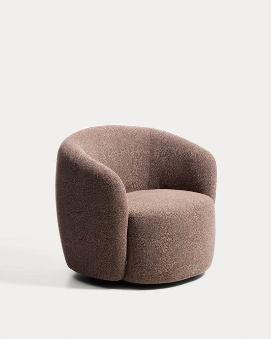 Fauteuil pivotant Odenia en micro bouclé marron