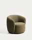 Fauteuil pivotant Odenia en micro bouclé vert olive