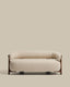Canapé Granite 2 places en chenille beige et pieds en bois de frêne finition noyer 155 cm FSC 100 %