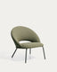 Fauteuil Bonali en chenille verte et pieds en métal vert FSC Mix Credit