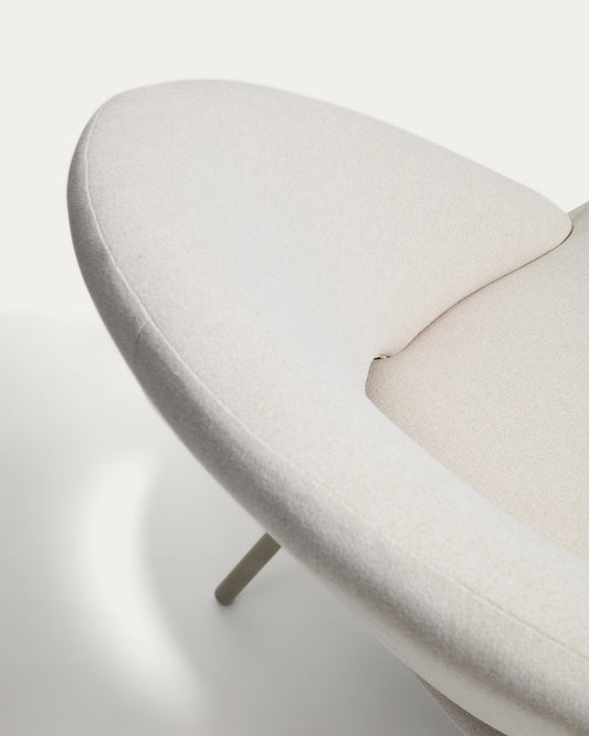 Fauteuil Bonali en chenille beige et pieds en métal beige FSC Mix Credit