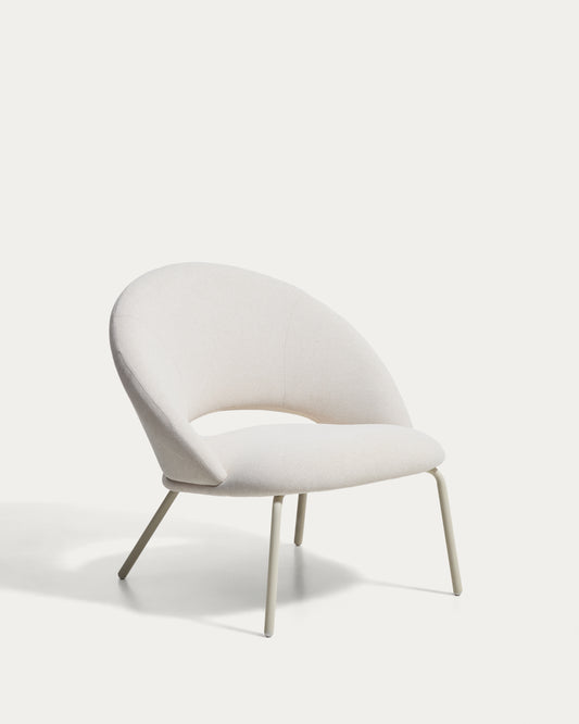 Fauteuil Bonali en chenille beige et pieds en métal beige FSC Mix Credit