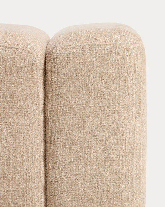 Repose-pied Nedilo carré en chenille beige FSC Mix Credit