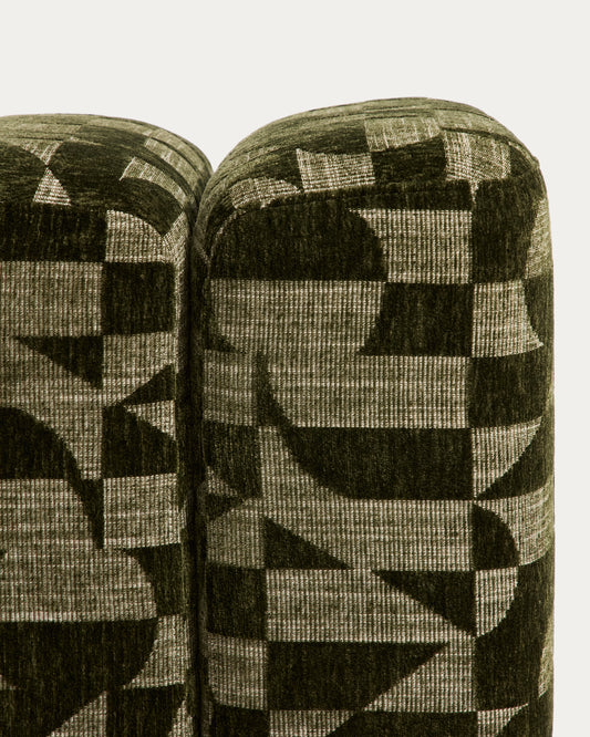 Repose-pied Nedilo carré en tissu jacquard géométrique vert mousse FSC Mix Credit