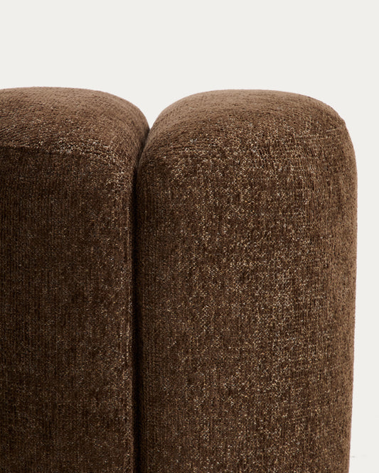 Repose-pied Nedilo rond en chenille marron chocolat FSC Mix Credit
