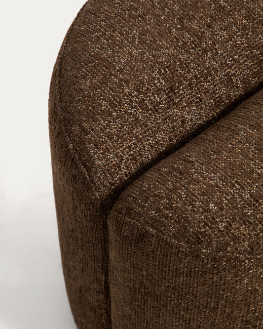 Repose-pied Nedilo rond en chenille marron chocolat FSC Mix Credit