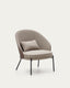 Fauteuil Eamy marron clair placage de frêne finition noyer et métal noir