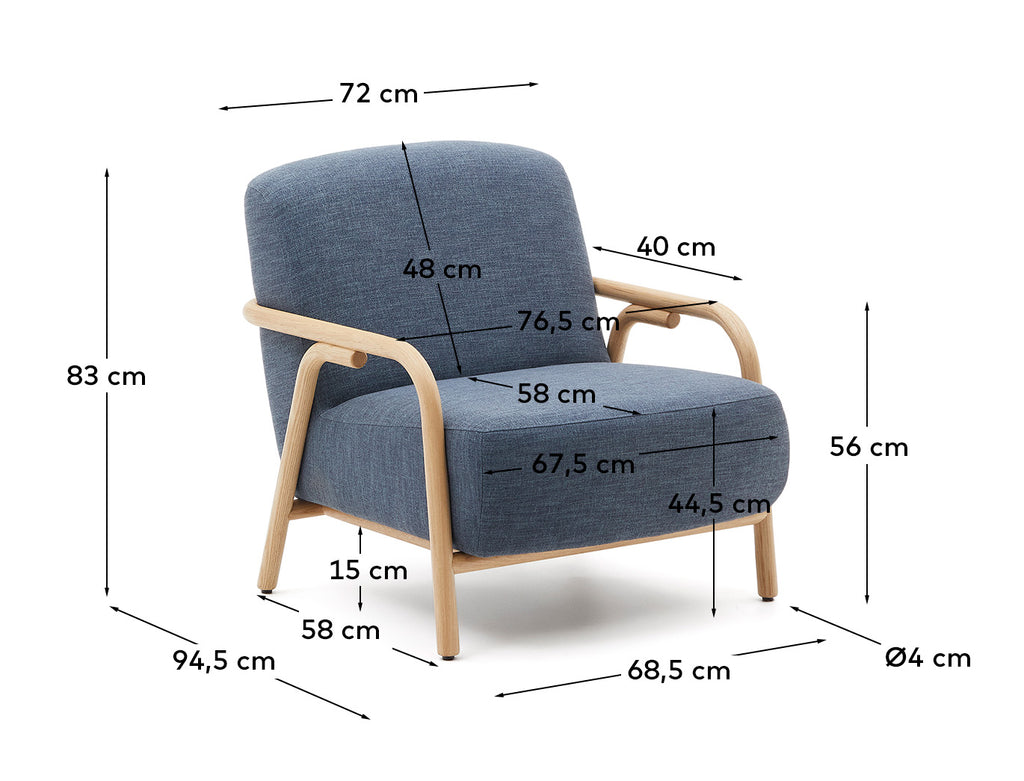 Fauteuil Sylo bleu en bois de frêne FSC 100 %