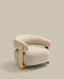 Fauteuil Granite tissu chenille beige pieds en bois de frêne finition ton naturel FSC 100 %
