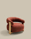 Fauteuil Granite tissu chenille terracotta pieds bois de frêne finition ton naturel FSC 100 %
