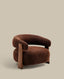 Fauteuil Granite en tissu chenille marron et pieds en bois de frêne finition noyer FSC 100 %