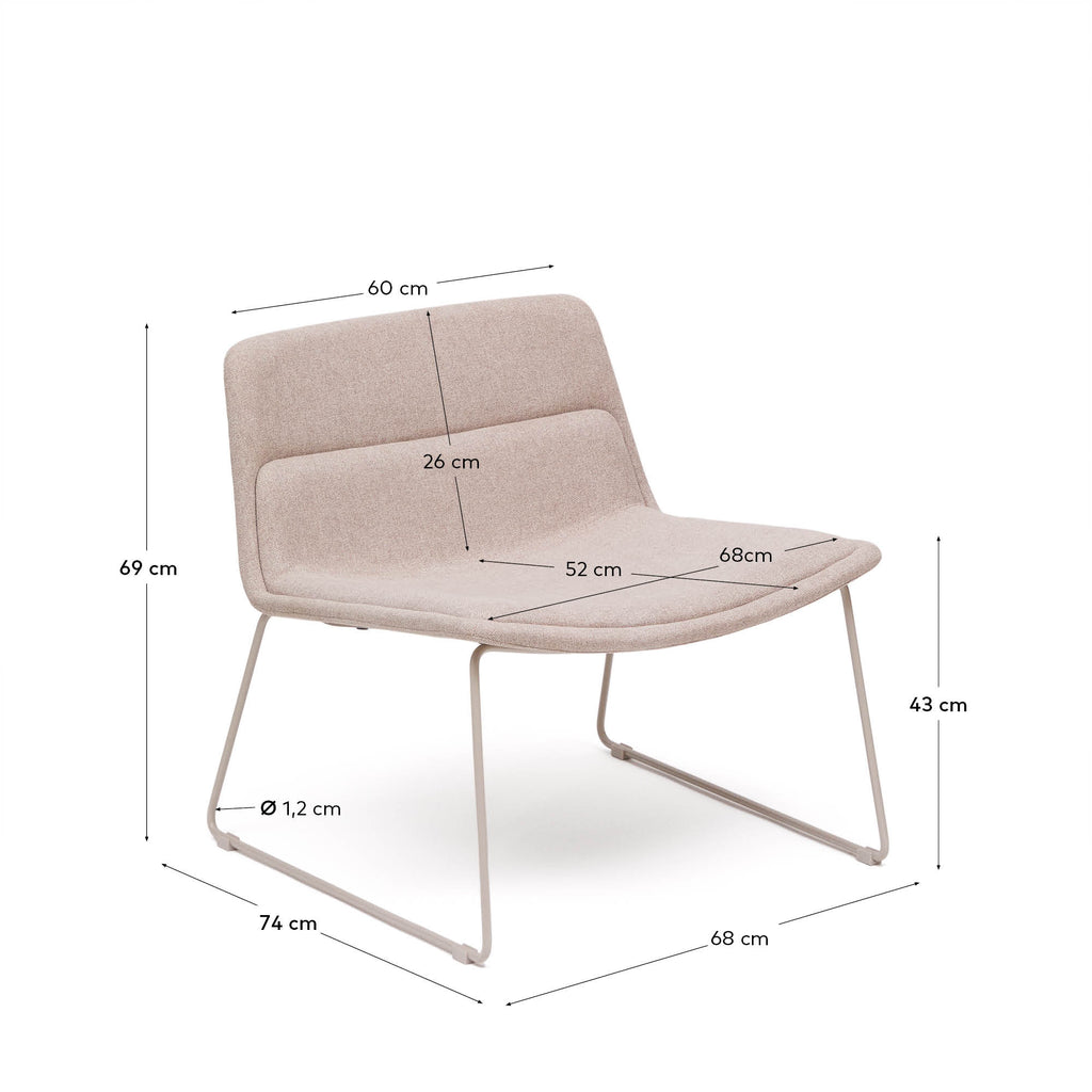 Fauteuil Zahara beige et acier finition beige FSC 100 %
