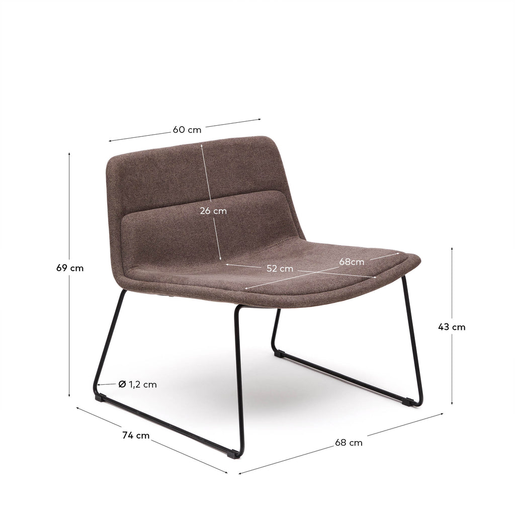 Fauteuil Zahara marron et acier finition noire FSC 100 %