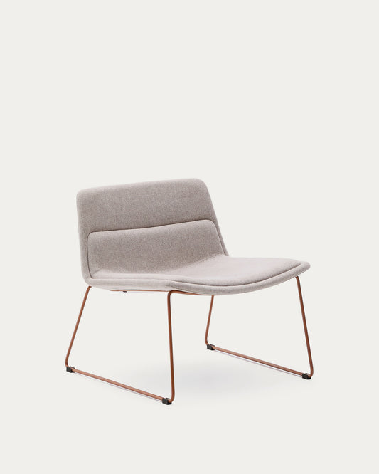 Fauteuil Zahara beige et pieds en acier avec finition terracota FSC 100 %