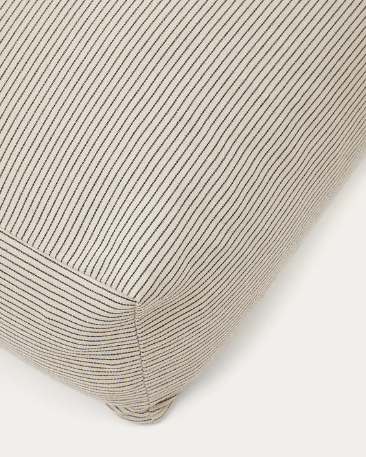 Pouf déhoussable Famara en coton à rayures écru 60 x 60 x 40 cm