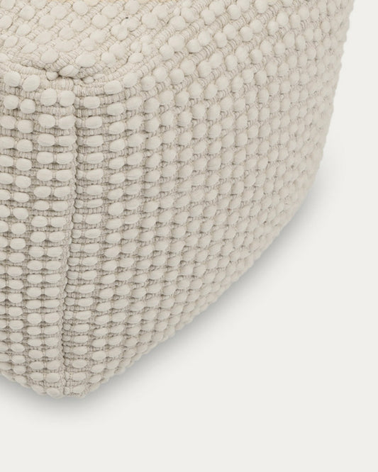 Pouf Mascarell en coton et polyester blanc 45 x 45 cm