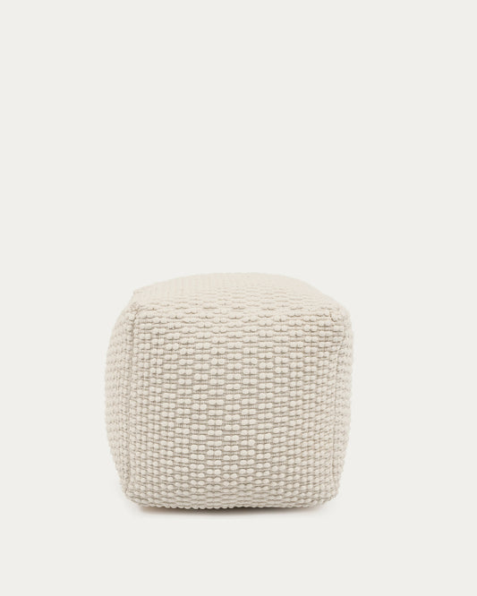 Pouf Mascarell en coton et polyester blanc 45 x 45 cm