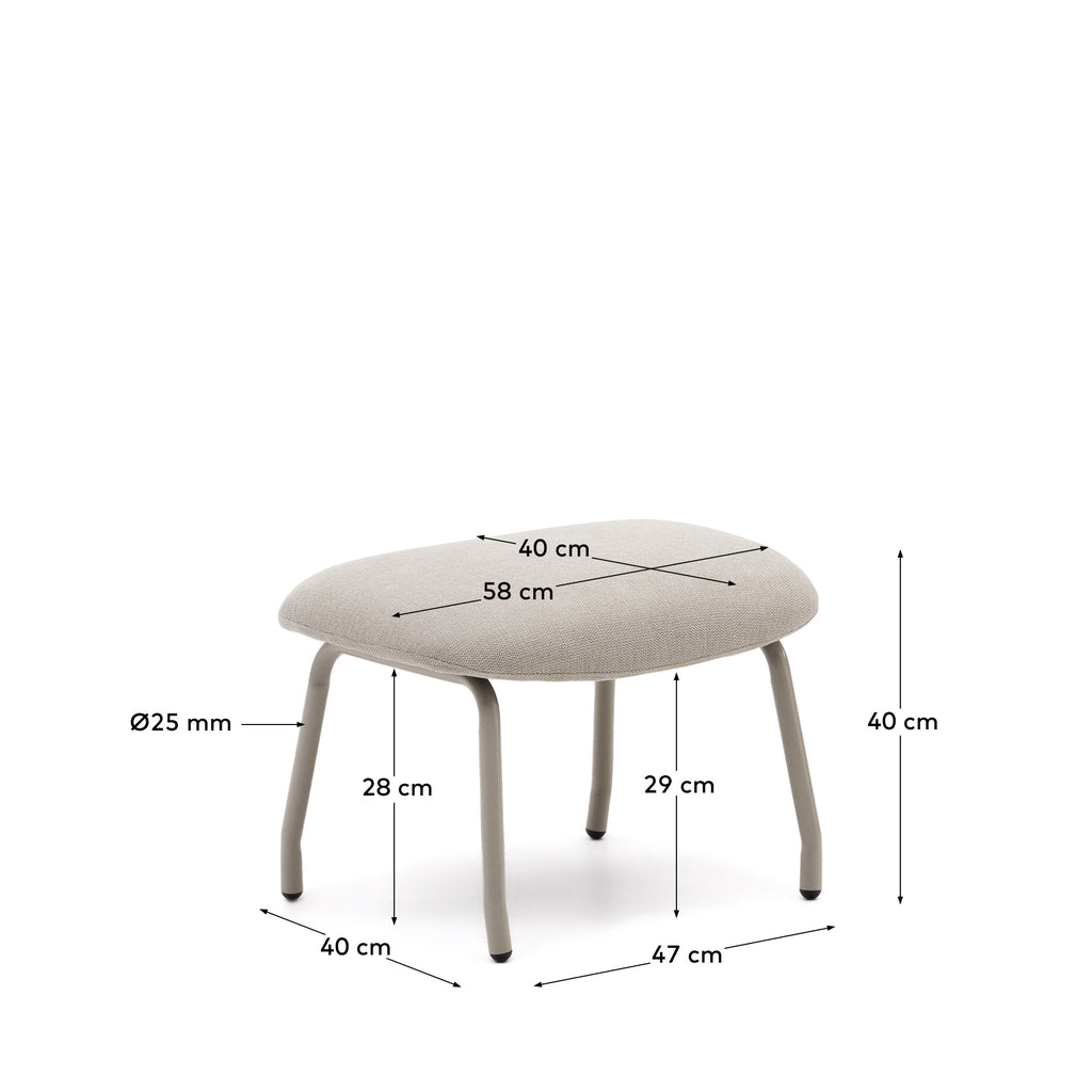 Repose-pieds Belina en chenille beige et acier avec finition beige FSC 100%
