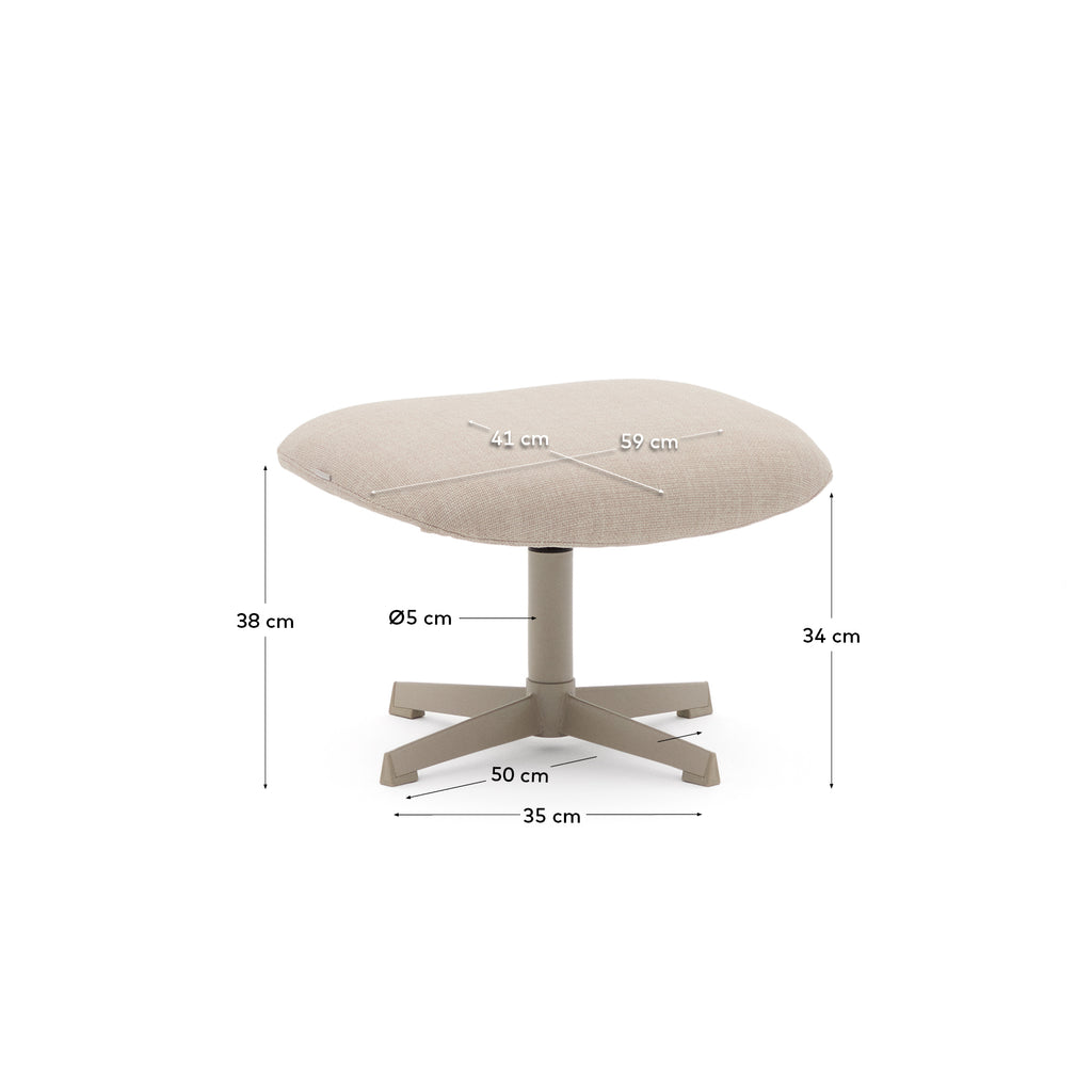 Repose-pieds pivotant Teryl en chenille beige et métal avec finition grise FSC™ 100%.