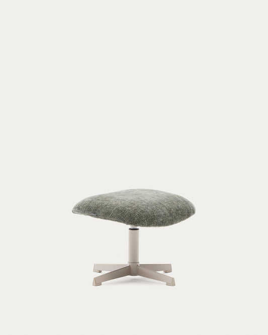Repose-pieds pivotant Teryl en chenille verte et métal avec finition grise FSC™ 100%.