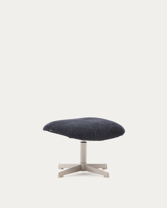 Repose-pieds pivotant Teryl bleu et métal avec finition grise FSC™ 100%.