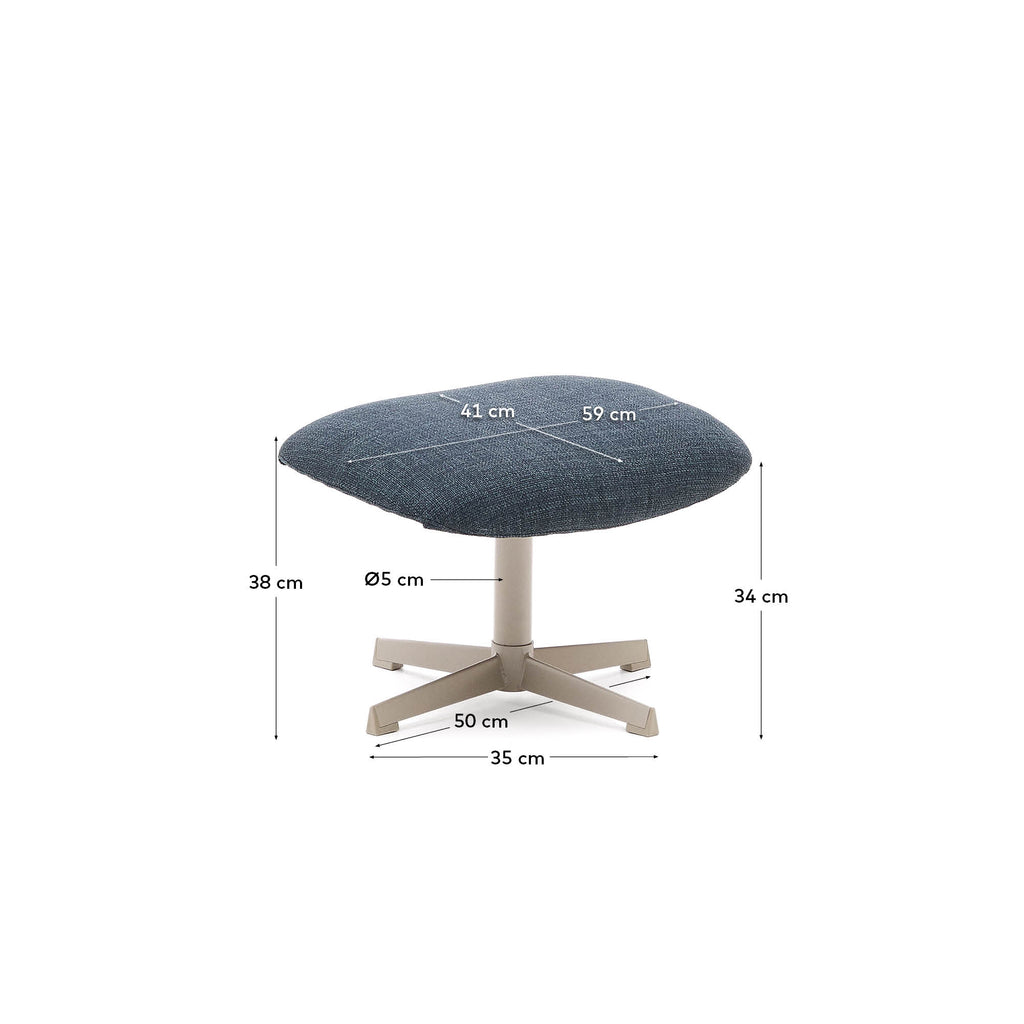 Repose-pieds pivotant Jaspe bleu et métal avec finition grise FSC™ 100%.