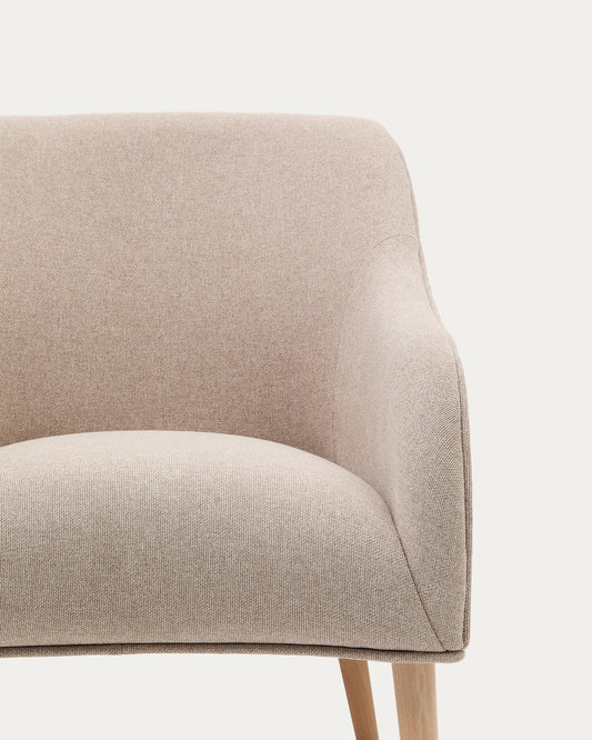 Fauteuil Bobly beige en bois de hêtre finition naturelle FSC Mix Credit