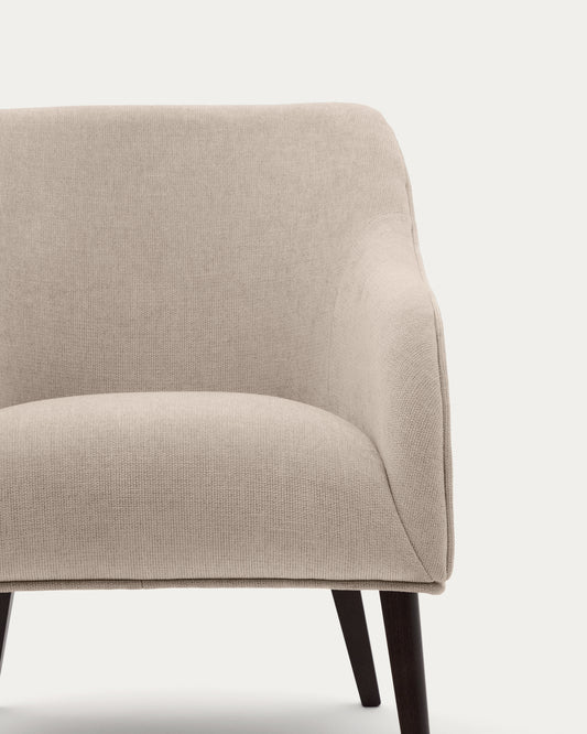 Fauteuil Bobly beige en bois de hêtre finition wengé FSC Mix Credit