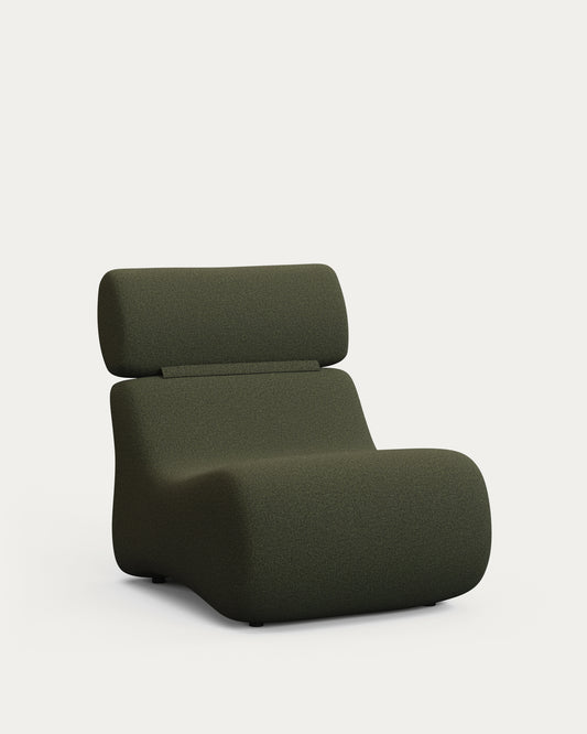 Fauteuil Club en tissu bouclette vert foncé