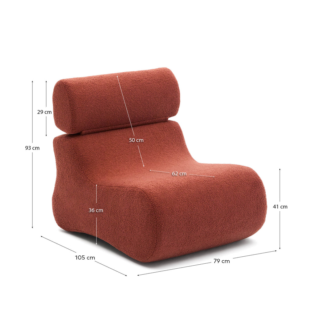 Fauteuil Club en tissu bouclette terracotta