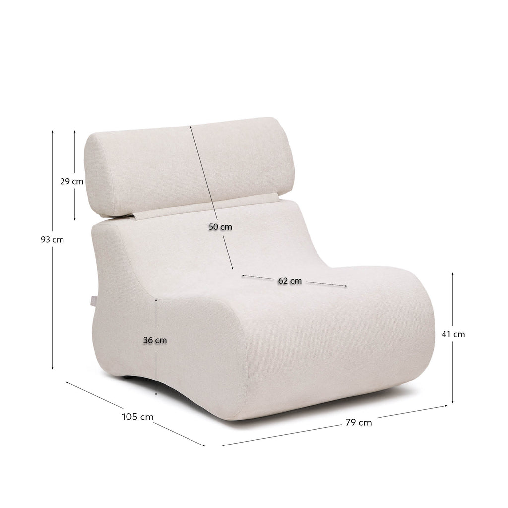 Fauteuil Club en tissu chenille de couleur perle