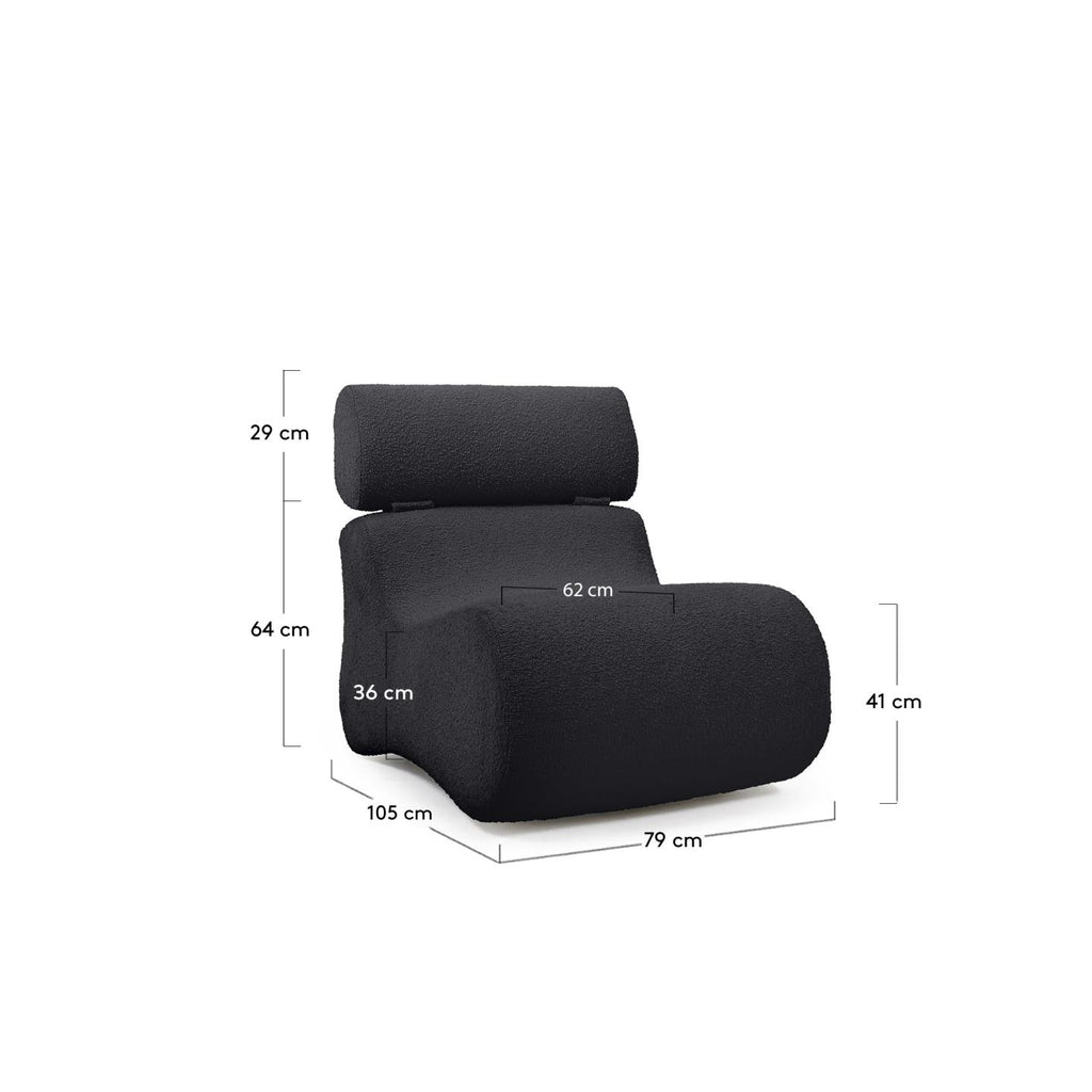 Fauteuil Club bouclette noir