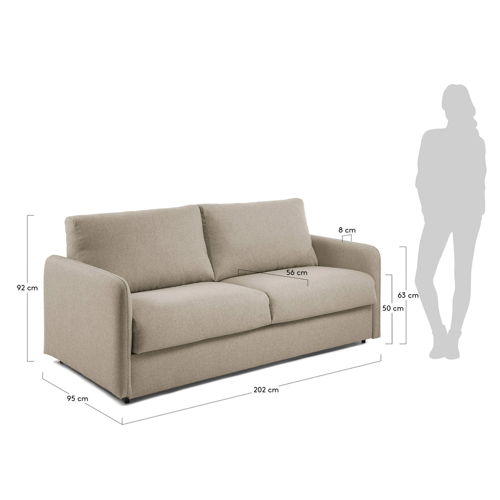 Canapé convertible Kymoon 2 places mémoire de forme en tissu chrono beige 160 cm