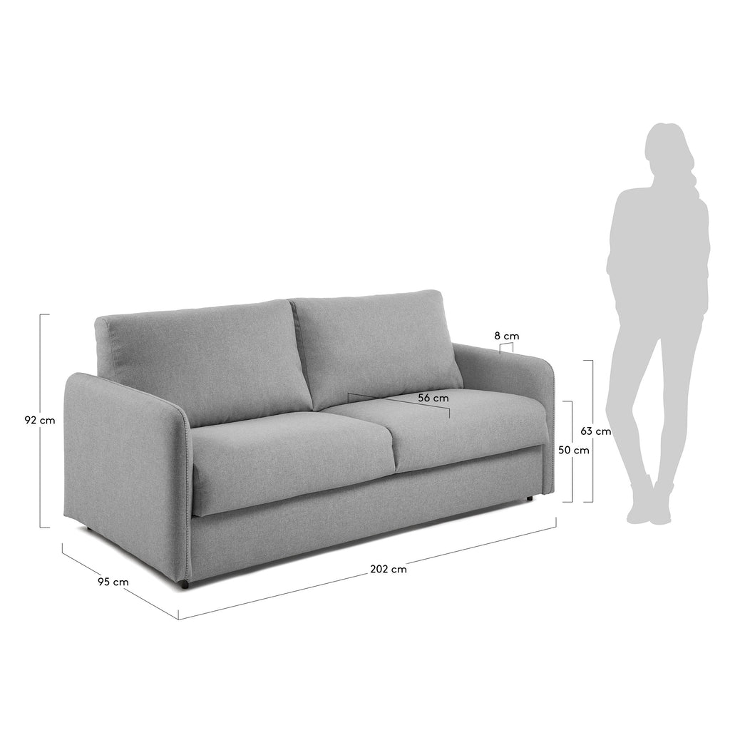 Canapé convertible Kymoon 2 places mémoire de forme gris clair 160 cm