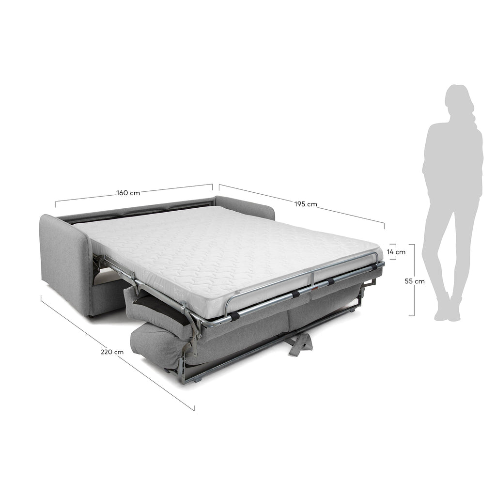 Canapé convertible Kymoon 2 places polyuréthane gris clair 160 cm