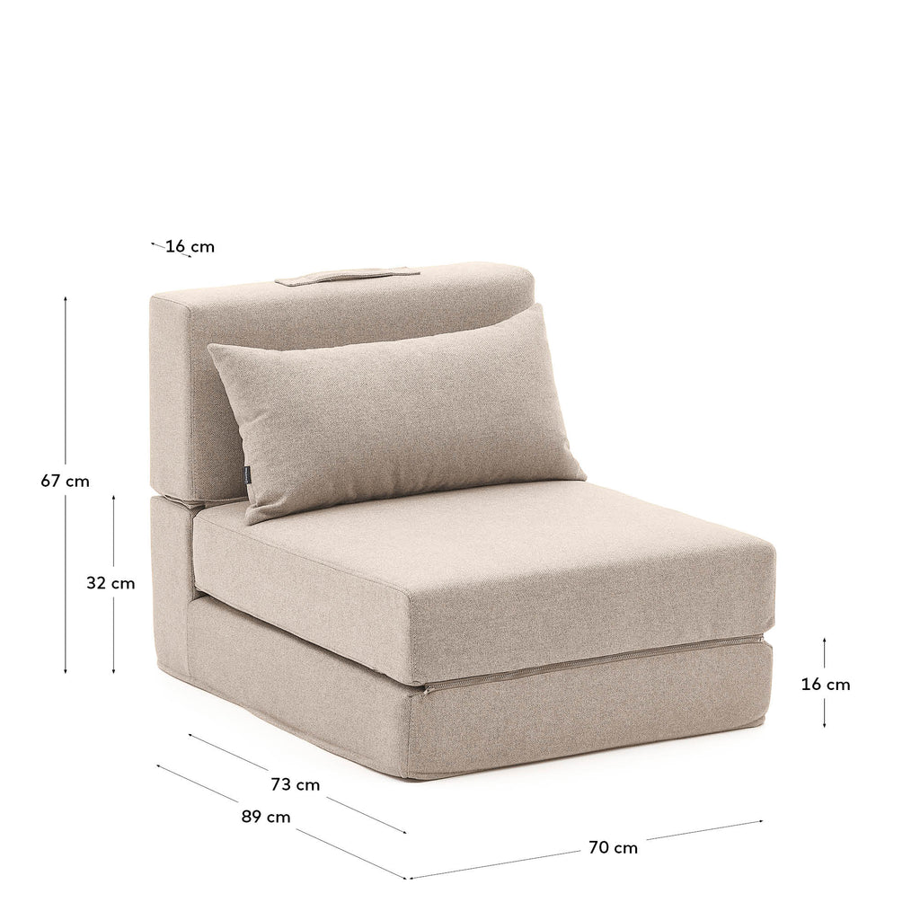 Chauffeuse convertible Arty beige 70 x 89 (200) cm