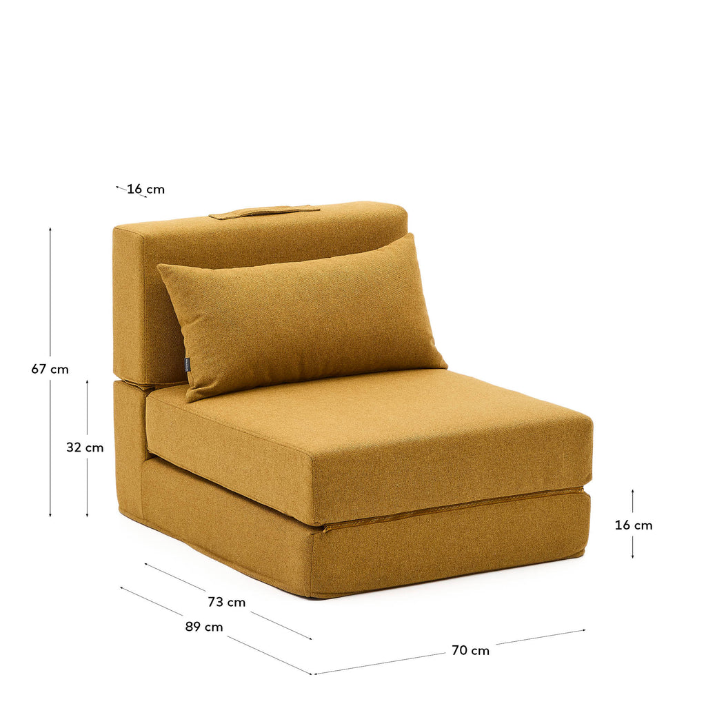 Chauffeuse convertible Arty moutarde 70 x 89 (200) cm