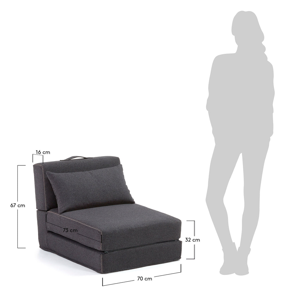 Chauffeuse Arty gris foncé 70 x 89 (200) cm