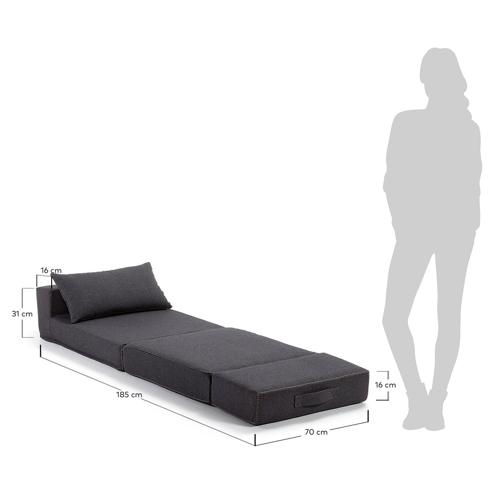 Chauffeuse Arty gris foncé 70 x 89 (200) cm