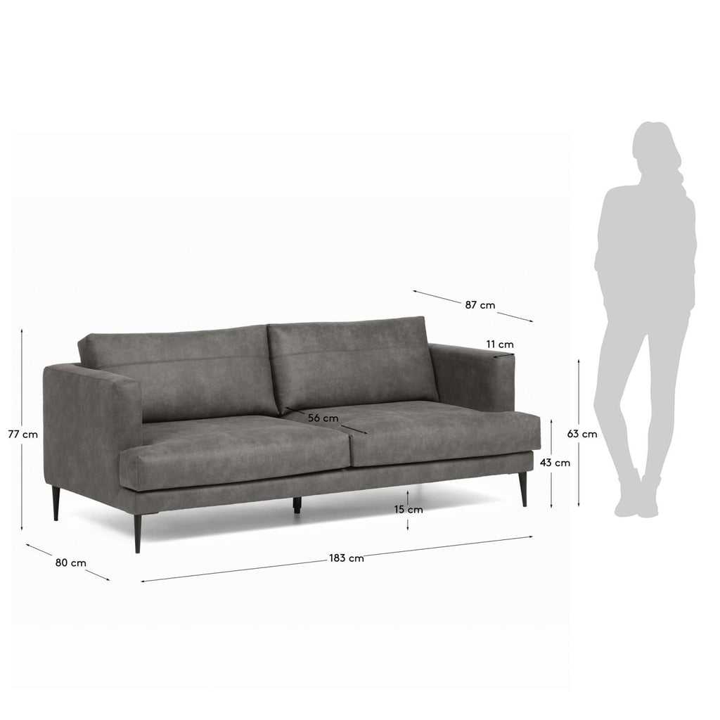 Canapé Tanya 2 places rembourré gris foncé 183 cm FSC Mix Credit