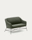 Canapé Brida 2 places vert et pieds en acier avec finition noire 128 cm