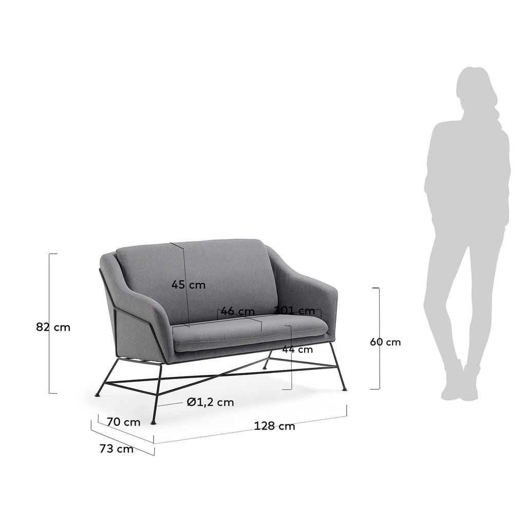 Canapé Brida 2 places gris foncé 128 cm