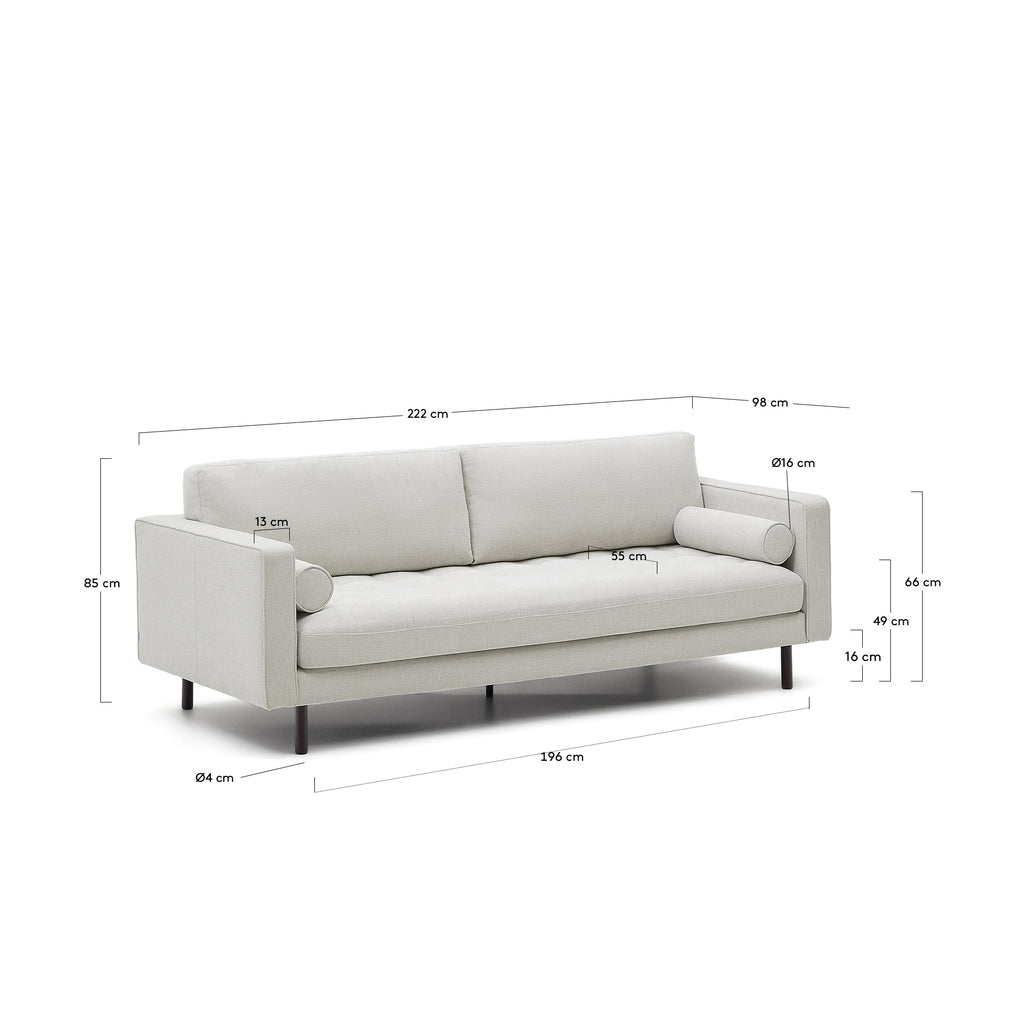 Canapé Debra 3 places en chenille perle pieds finition wengué 222 cm FSC Mix Credit