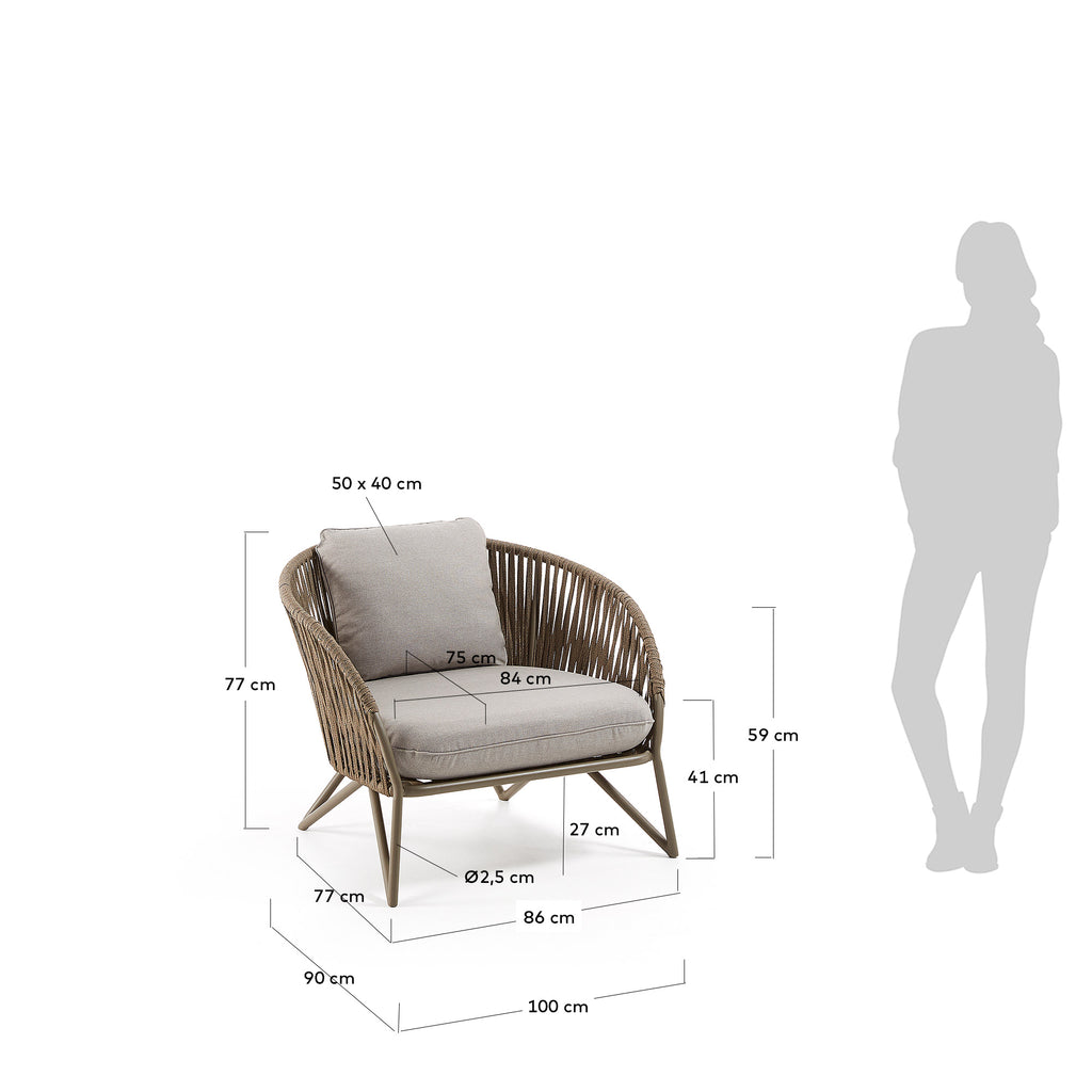 Fauteuil Branzie en corde marron