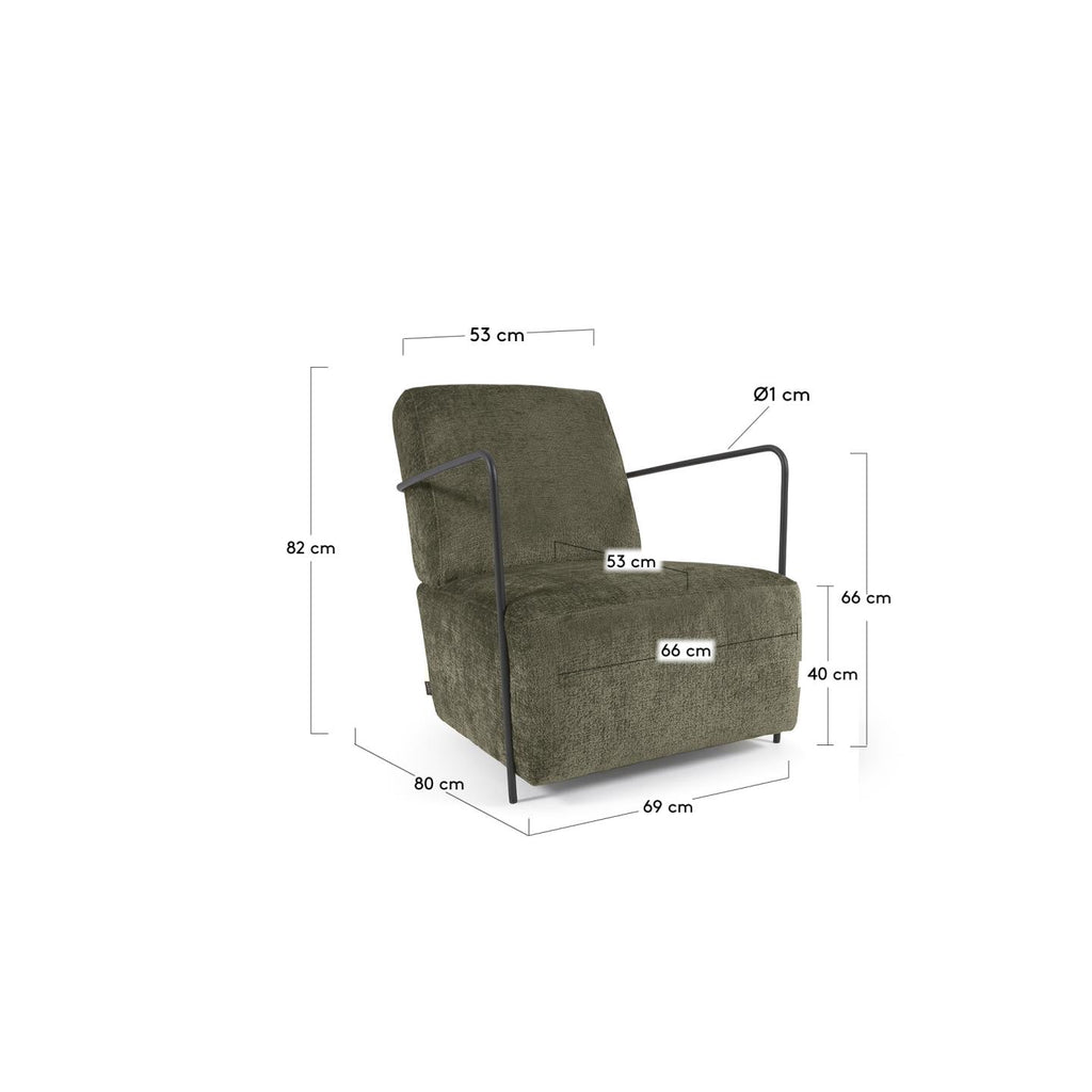 Fauteuil Gamer en chenille vert et métal peint noir