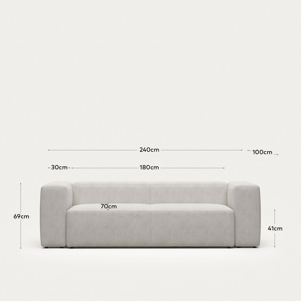 Canapé Blok 3 places ignifugé en bouclette blanche 240 cm FSC Mix Credit