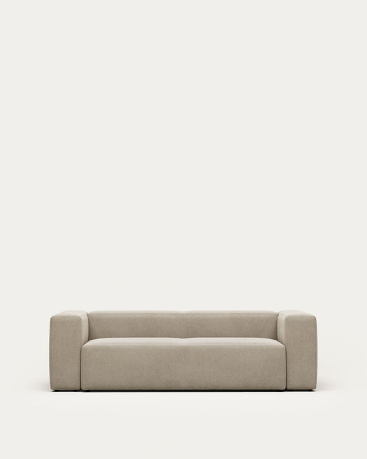 Canapé Blok 3 places ignifugé en chenille beige 240 cm