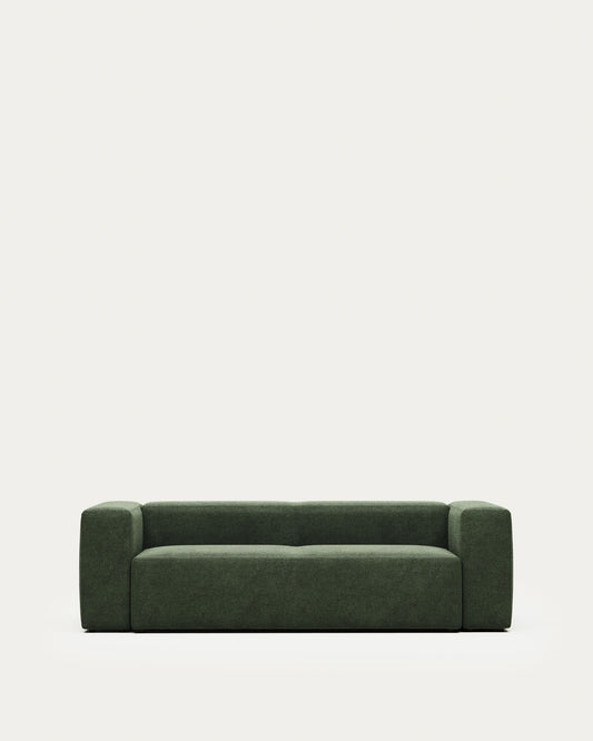 Canapé Blok 3 places ignifugé en chenille verte 240 cm